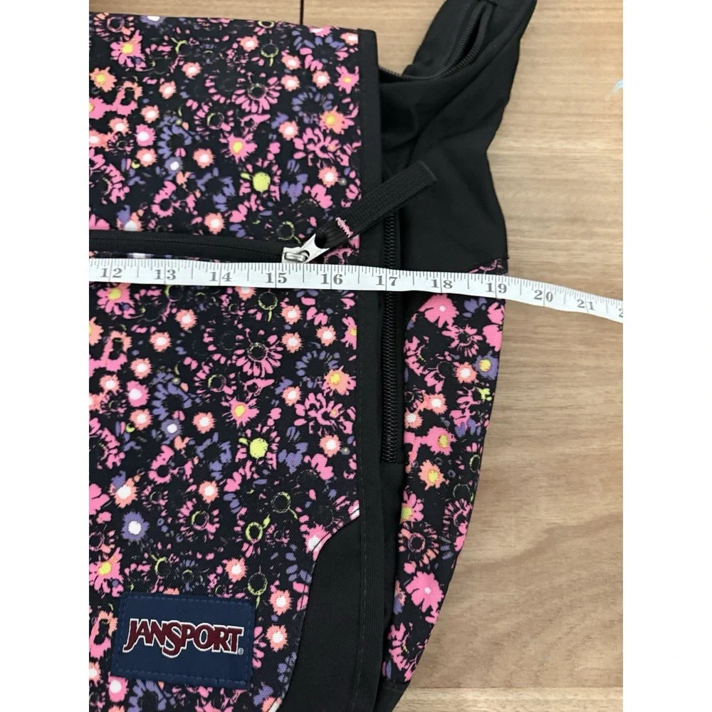 JanSport Messenger Laptop Bag Floral Pink Black Shoulder School Book Travel 15